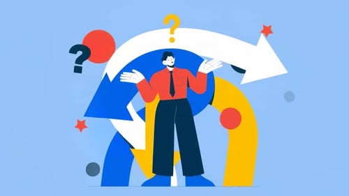 Business Man Making Decision Flat Design Animated Illustration