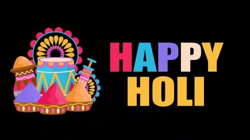 Happy Holi Festival Background Animation Alpha Channel