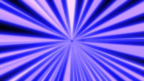 Blauer radialer Lichtblitz, der einen symmetrischen Tunnel mit intensivem Zentralglühen und lebendigen Strahlen bildet