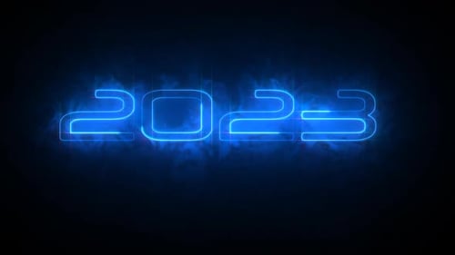 Blue Neon 2023 Year Number Title Reveal Animation