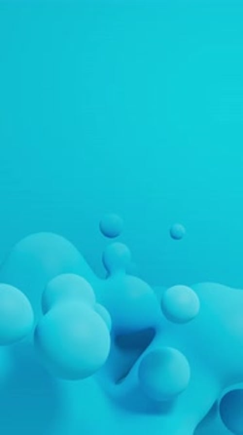 Fluid Abstract Blue Spheres Floating and Blending Metaballs Looping Motion 3d Render Vertical Video
