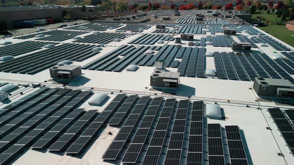 Drone Flight Fly Over Solar Panels Renewable Green Alternative Energy ...