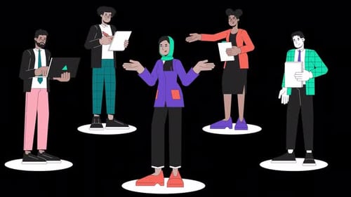 Career team start up line 2D animation