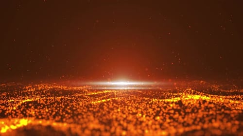 Abstract Glowing Orange Particle Wave Loop Background