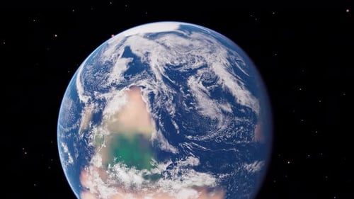 3D Planet Earth Rotating in Space with Stars Background