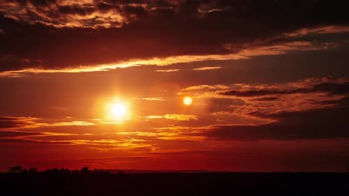Amazing Sunset in Epic Sky with Dark Dramatic Clouds Timelapse