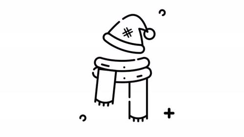 Minimalist Winter Hat and Scarf Line Art Animation