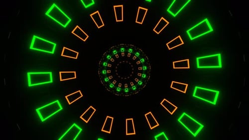 Green And Orange Neon Light Spherical Tunnel Background Vj Loop In 4K