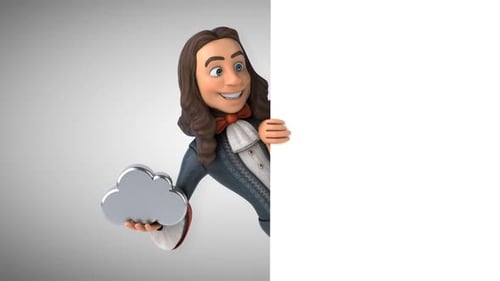 Animation 3D d'un homme de dessin animé en costume baroque historique