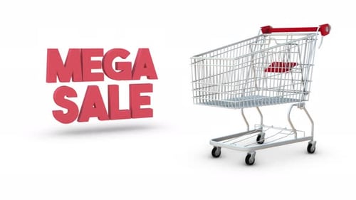 Título de Supermarket Cart y Mega Sale en White Loop 4K