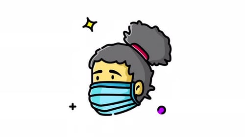 Animated Cartoon Head with Face Mask