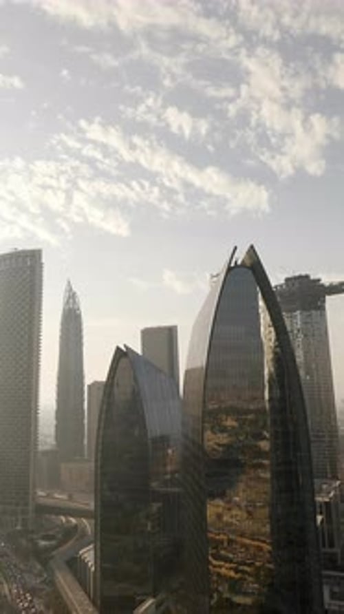 Modern Skyscrapers in a Vibrant Cityscape