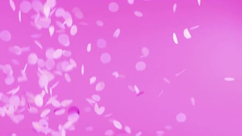 Abstract Confetti Falling on a Pink Background