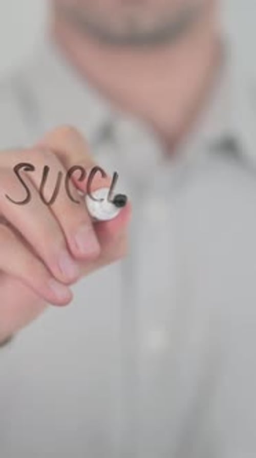 Success Is An Attitude, Writing on Screen with Hand, Vertical Video