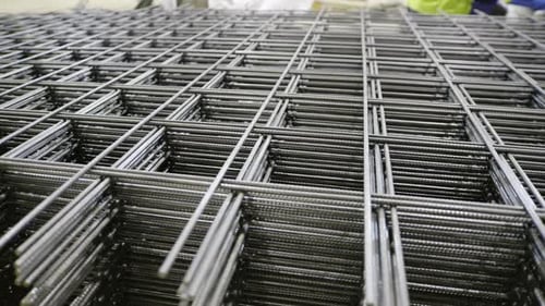 This is a Closeup View of a Steel Rebar Grid Essential for Construction and Engineering Projects
