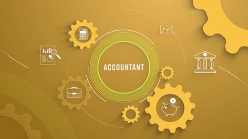 Flat Infographic Colorize Icons Background Accountant Loopable Animation