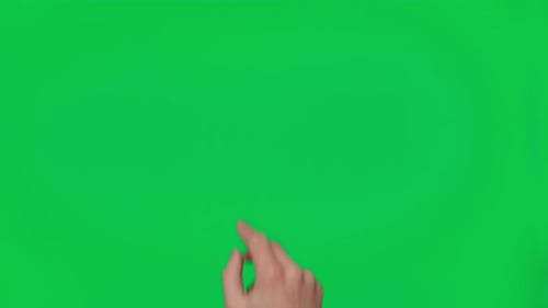Male Hand Touching Clicking Tapping Sliding and Swiping on Chroma Key Green Screen Background