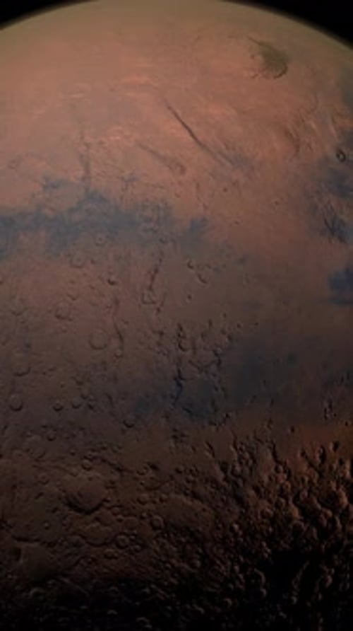 Planeta de Marte girando no planeta em órbita do espaço sideral