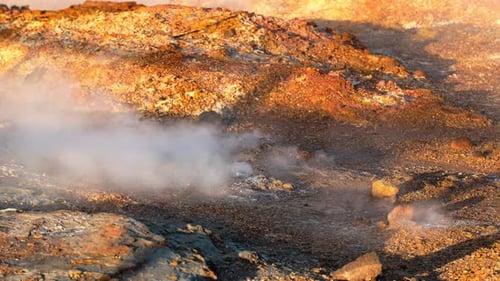 Martian Landscape on Earth Smoking Fumaroles in Iceland Geothermal Energy Volcanic and Tectonic