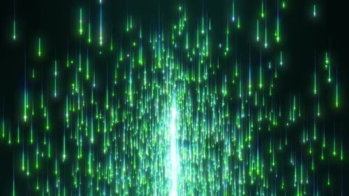 Futuristic Green and Blue Glowing Particle Data Stream Loop