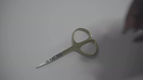 Silver and Gold Scissors on White Background