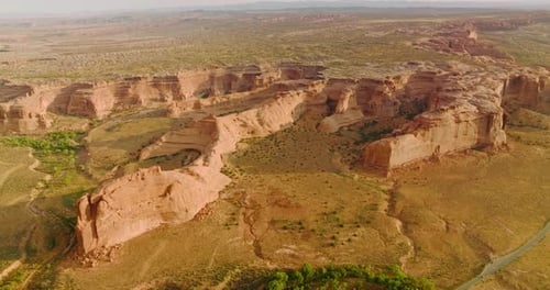 Amazing rock formations from air erosion in huge desert. Arches National park in Utah, USA