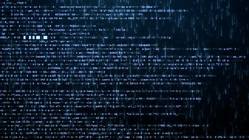 Scrollanimation mit digitalem Code. Cybersicherheit und Hacker Terminal Loop
.