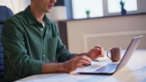 Displeased Entrepreneur Closing Laptop Finding Mistake in Work Office Closeup