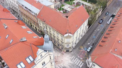Earthquake in Zagreb, during COVID19 Corona Virus - Aerial footage