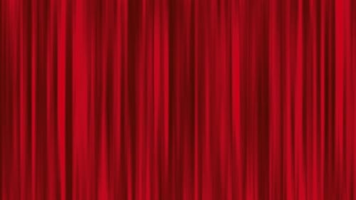 Un rideau fermé réaliste en velours rouge et soie d'une scène de théâtre