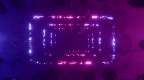 Fly Through Neon Jungle Abstract Seamless 3D Loop