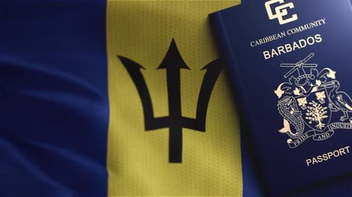 Barbados Passport And Barbados Flag