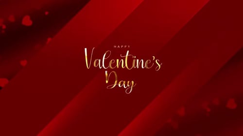 Elegant Happy Valentine's Day Gold Text Title Animation with Hearts