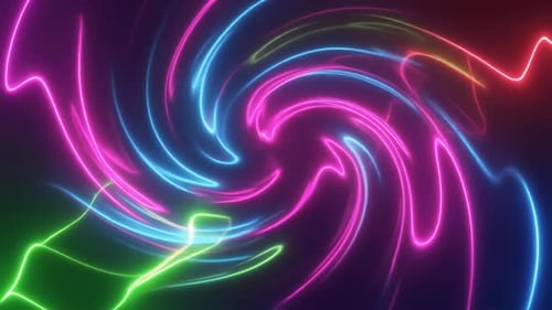 Abstrakter, lebendiger neonglühender Vortex-Bewegungsschleife