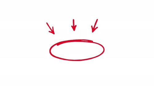 Hand-Drawn Red Circle and Downward Arrows Animation