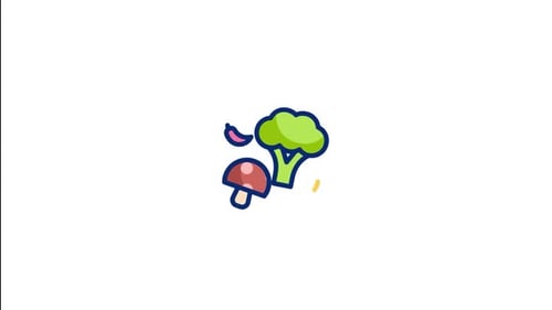 Animated Flat Design Food Icons Loop