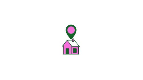 Animated Flat Design House and Location Pin Icon