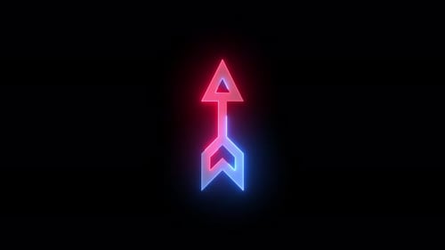 Neon Direction Arrow Icon Blue Red Color Glowing Animation Black Background