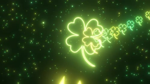 Trèfle à quatre feuilles en forme de trèfle vert brillant en forme de trèfle pour la Saint-Patrick, 4K