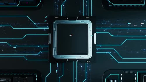 Big Tech. A city in miniature in the form of computer components and microchips.