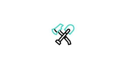 Animated Line Drawing of Axe and Shovel Tools
