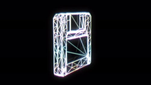 3D Glühen Wireframe-Diskettenlaufwerk mit Retro-Speichersymbol