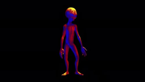 Animated Futuristic Alien Character with Neon Colors