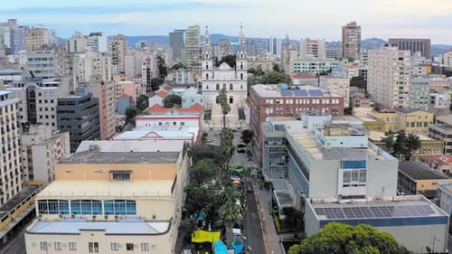 Drone view of the protests by supporters of the Brazilian ex president Jair Bolsonaro in front of th