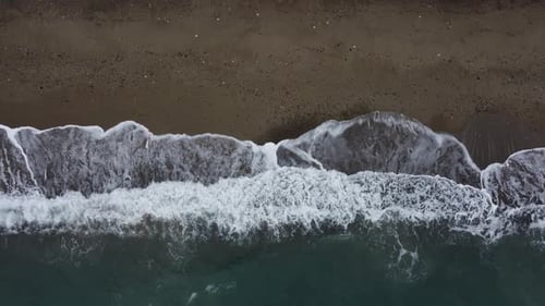 Aerial View From Above on Wild Beach Nature Summer or Spring Ocean Sea Beach Background Small Waves