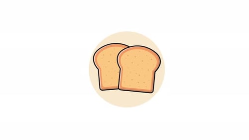 Flat Design Animation of Wiggling Bread Slices Icon