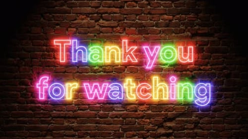 Vibrant Neon Thank You For Watching Text Reveal