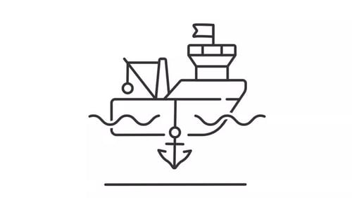 Animated Flat Design Ship Dropping Anchor Icon