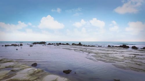 Aerial of seaside with scenic clouds view in 4k Landscape aerial view Italy sea hugging the sea wa