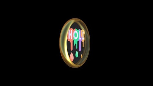 Holi Festival Animated 3D Icon with Dripping Colors